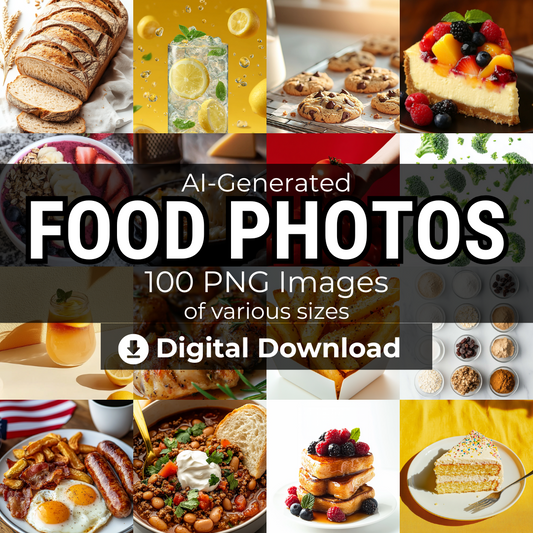 Food Graphics Pack (AI-Generated Stock Images) – 100+ Unique PNGs